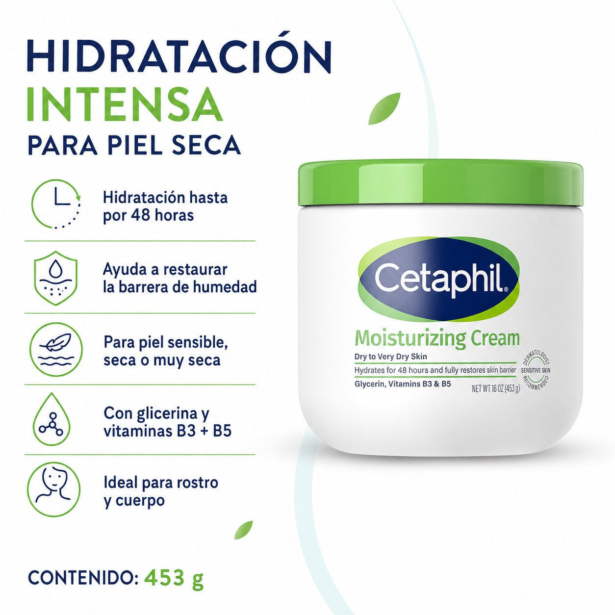 Crema Hidratante Cetaphil Piel sensible o seca 453gr
