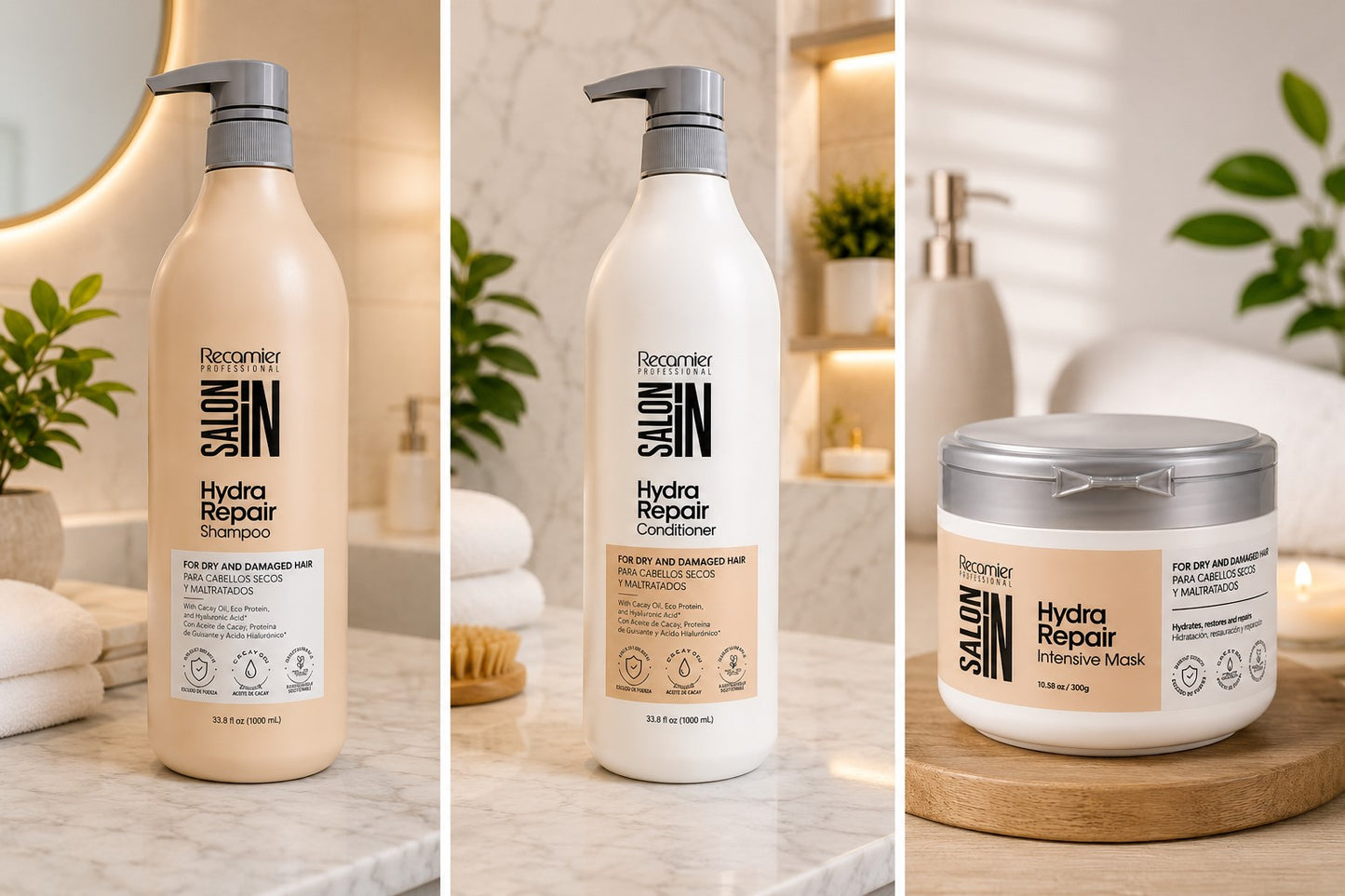 Recamier Kit Hydra Shampoo 1l + Acond 1l + Mask 300ml