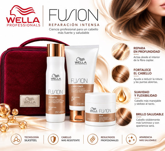 Kit Wella Fusion Shampoo 250 Acondicionador 200 Mask 150ml