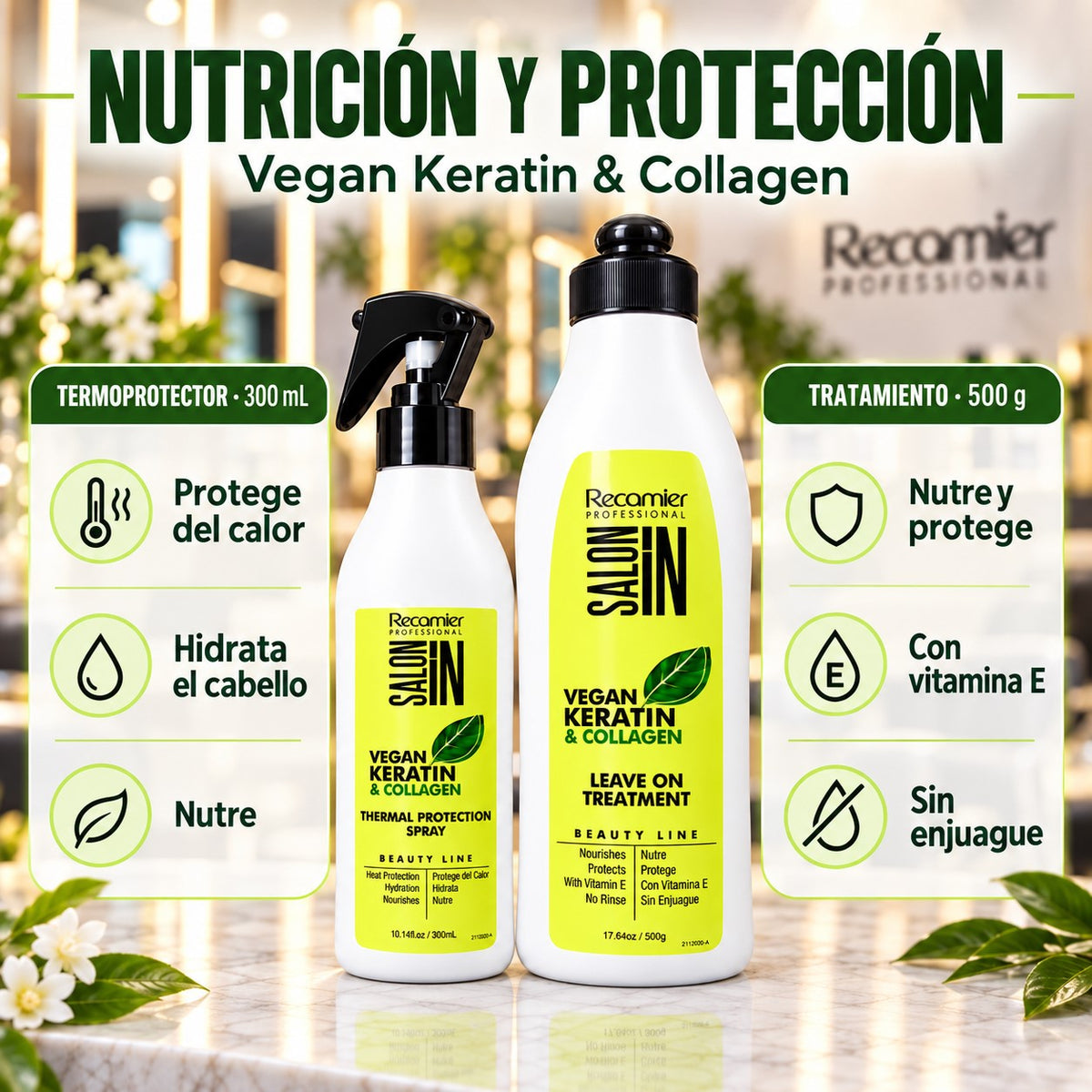 Kit Recamier Vegan Termoprotector 300ml + Tratamiento 500g