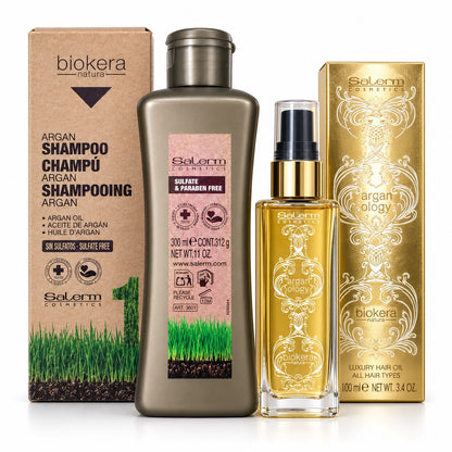 Kit Salerm Biokera Argán Shampoo 300 Ml + Aceite 100 Ml