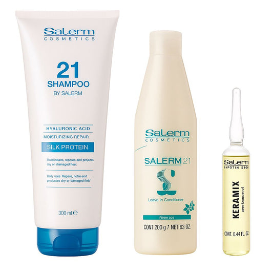 Kit Salerm 21(250ml) + Keramix(1amp) + Shampoo(300ml)