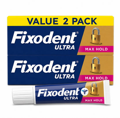 🦷 Fixodent Ultra Max Hold Adhesivo Prótesis Dental 62g X2