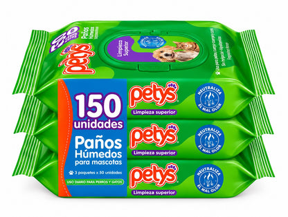 Paños Húmedos Petys para Perros y Gatos – 150 Unidades
