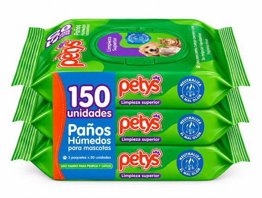 Paños Húmedos Petys para Perros y Gatos – 150 Unidades